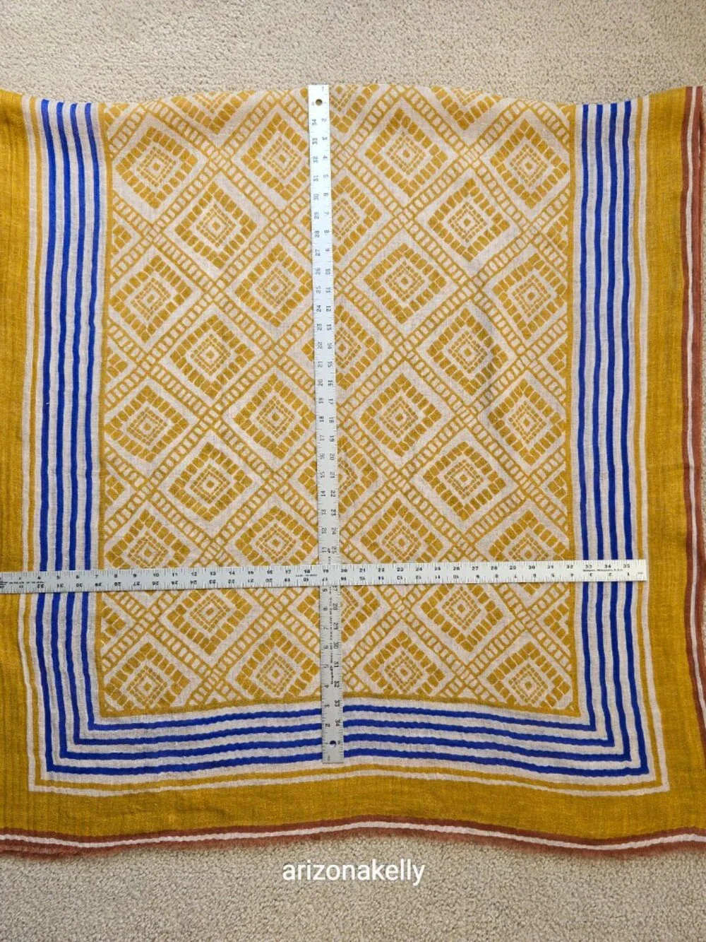 NWT Lovat & Green Linen Oversized Scarf Bilbao Spain Mustard Yellow Gold